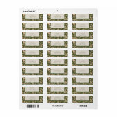 グリーンアンドベージュフォークアートクリスマス差出人住所 ラベル (フルシート)