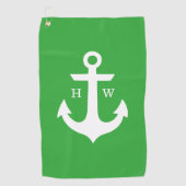 グリーンアンドホワイトいかりモノグラム ゴルフタオル (正面)