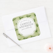 グリーンアンドホワイトアジサイベビー子供部屋ブックプレート スクエアシール (封筒)