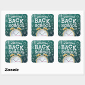 グリーンアンドホワイトウェルカム新学期 スクエアシール (シート)