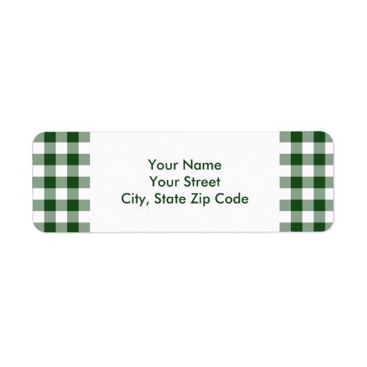 グリーンアンドホワイトギンガムパターン住所 シール (正面)