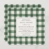 グリーンアンドホワイトバッファロープレイドブライダルシャワー 招待状 (正面/裏面)