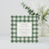 グリーンアンドホワイトバッファロープレイドブライダルシャワー 招待状 (スタンド正面)