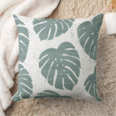 グリーンアンドホワイトパーム離れ装飾用クッション クッション (ブランケット)