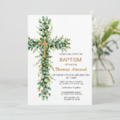 グリーンアンドユーカリプットボーイズ金ゴールドバプテスマ招待状 招待状 (スタンド正面)