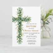 グリーンアンドユーカリプットボーイズ金ゴールドバプテスマ招待状 招待状 (スタンド正面)