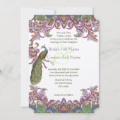 グリーンアンドラズベリーダマスウェディング招待状 招待状 (正面)