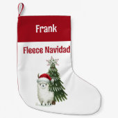 グリーンアンドレッドアルパカフリースNavidad スモールクリスマスストッキング (正面)