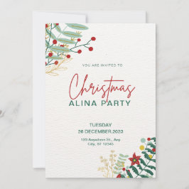 グリーンアンドレッドシンプルクリスマスアリーナパーティー 招待状