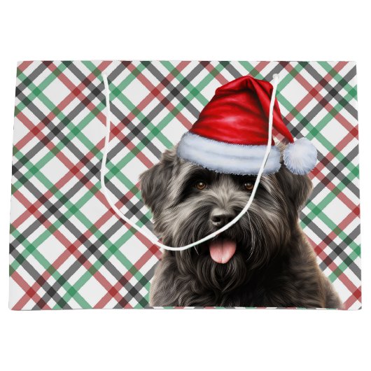 グリーンアンドレッドプレイドブービエドグッドラバーホリデー ラージペーパーバッグ (正面)