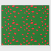 グリーンアンドレッド点々のあるホリデーラッピング紙 ラッピングペーパー (フラット)