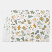 グリーンアンド金ゴールドクリスマスホリデーパーティー キッチンタオル (横)