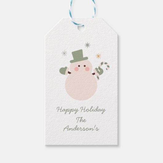 グリーンアンド金ゴールドクリスマスホリデーパーティー ギフトタグ (正面)