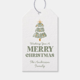 グリーンアンド金ゴールドクリスマスホリデーパーティー ギフトタグ