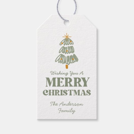 グリーンアンド金ゴールドクリスマスホリデーパーティー ギフトタグ (正面)