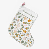 グリーンアンド金ゴールドクリスマスホリデーパーティー ラージクリスマスストッキング (正面 (吊り時))