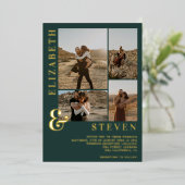 グリーンアンパサンド4フォトグ結婚リッドの金ゴールド箔 箔招待状 (立ち正面)