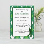 グリーンアーガイル柄のとゴルフのパーティー 招待状 (スタンド正面)