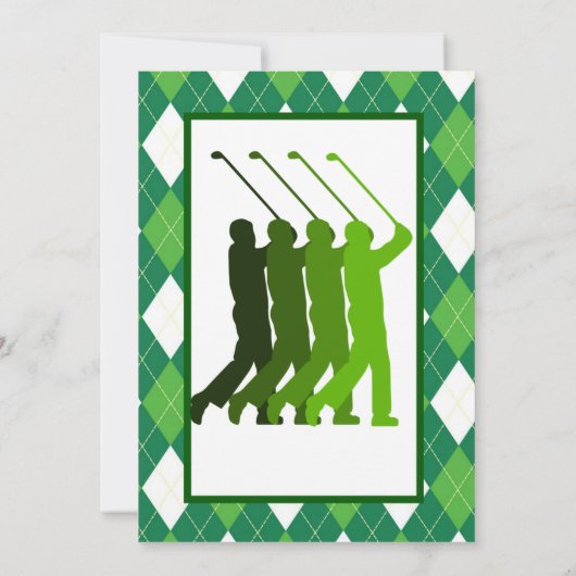 グリーンアーガイル柄のとゴルフのパーティー 招待状 (裏面)