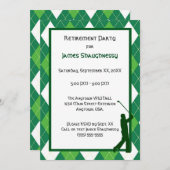 グリーンアーガイル柄のとゴルフのパーティー 招待状 (正面/裏面)