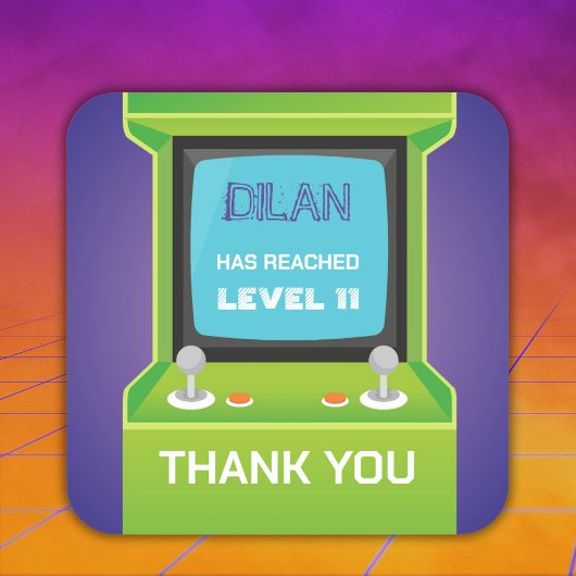 グリーンアーケードゲーマー感謝していユーステッカー スクエアシール