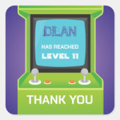 グリーンアーケードゲーマー感謝していユーステッカー スクエアシール (正面)