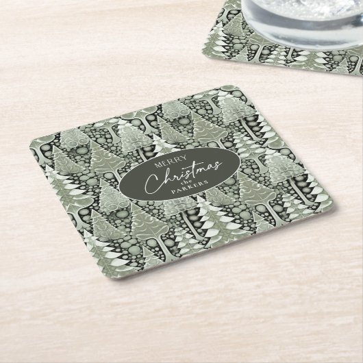 グリーンアースのクリスマスパターン#6 ID1009 スクエアペーパーコースター (アングル)