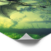 グリーンアース・ドラゴン、自然ファンタジーアート ポスター (角)