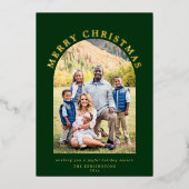グリーンアーチクリスマスホリデーフォト 箔シーズンカード (正面)