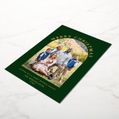 グリーンアーチクリスマスホリデーフォト 箔シーズンカード (回転した状態)