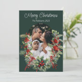 グリーンアーチホリーツリーフォトクリスマスホリデーカード シーズンカード (スタンド正面)