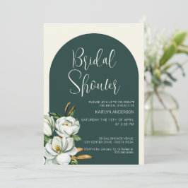 グリーンアーチホワイトフローラブライダルシャワー招待 招待状