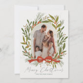 グリーンアーチボウクリーム2フォトクリスマス シーズンカード (正面)
