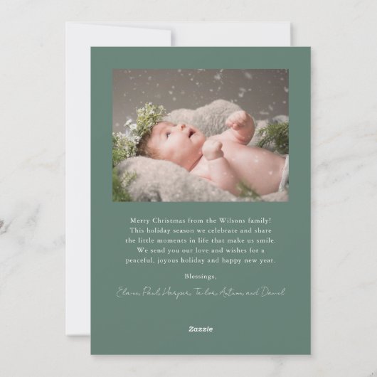 グリーンアーチボウクリーム2フォトクリスマス シーズンカード (裏面)