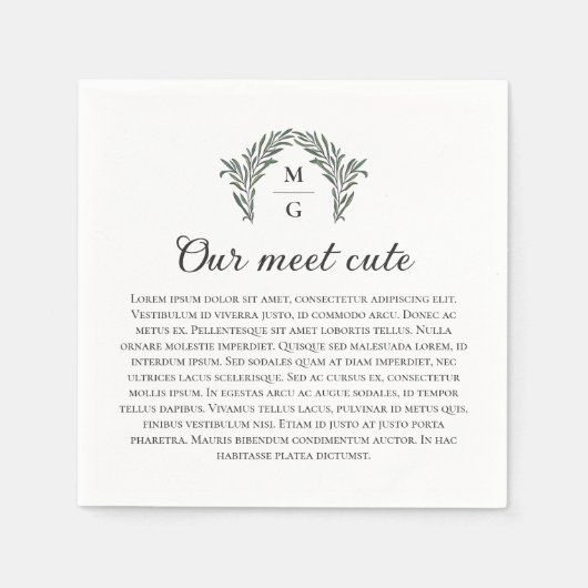 グリーンアーチリースモノグラム結婚ズミートカワイイ スタンダードカクテルナプキン (正面)