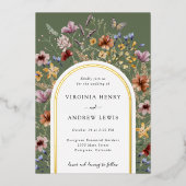 グリーンアーチ結婚式招待状フォイル招待状 箔招待状 (正面)