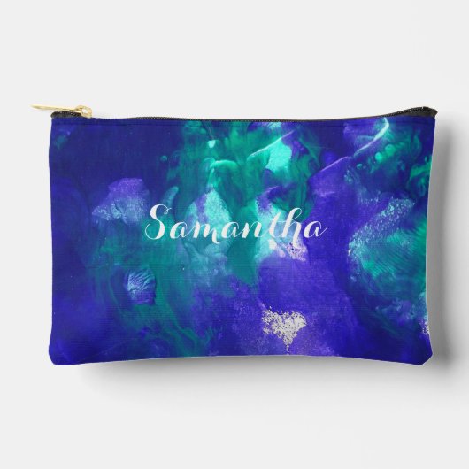 グリーンアートとパープルアート アクセサリーポーチ (正面)