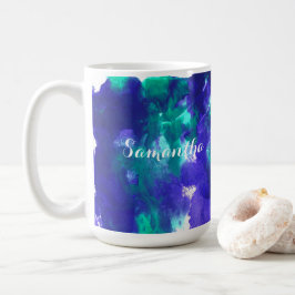 グリーンアートとパープルアート コーヒーマグカップ