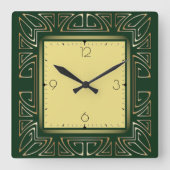 グリーンアートデコ スクエア壁時計 (正面)