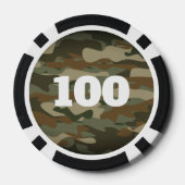 グリーンアーミーカスタム迷彩柄トランプのポーカーチップ ポーカーチップ (裏面)
