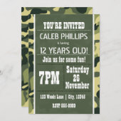 グリーンアーミーカモフラージュバースデーパーティ招待状 招待状 (正面/裏面)