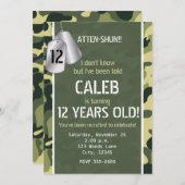 グリーンアーミードッグタグカモフラージュパーティの招待状 招待状 (正面/裏面)