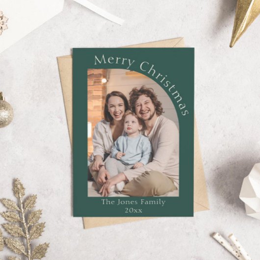 グリーンアーモダンチフォトクリスマス シーズンカード