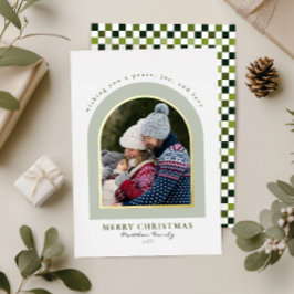 グリーンアーモダンチフォトクリスマス 箔シーズンカード