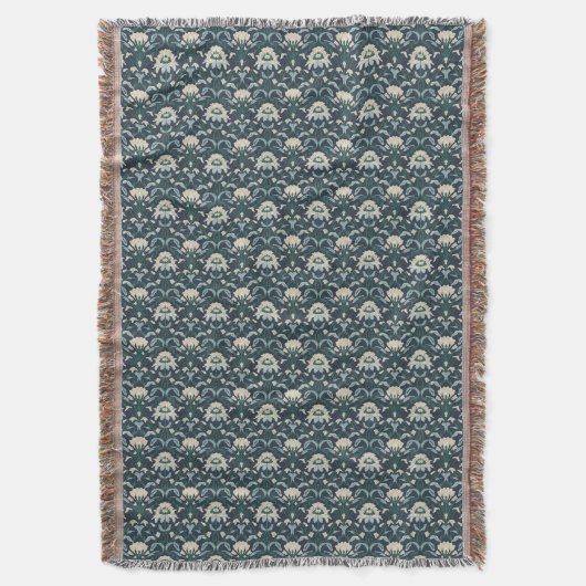 グリーンアールヌーボーフローラブランケット スローブランケット (正面縦)