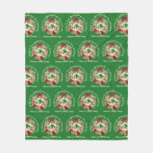 グリーンイエスザリュースクリスマスリース出生 フリースブランケット (正面)