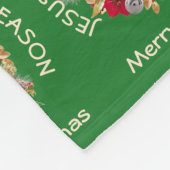 グリーンイエスザリュースクリスマスリース出生 フリースブランケット (角)