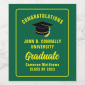 グリーンイエローおめでとう卒業式パーティー ワインラベル (シングルラベル)