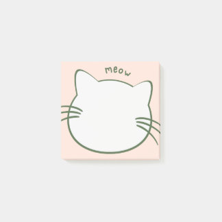 グリーンイエローかわいい猫の形ニャー ポストイット