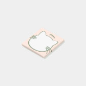 グリーンイエローかわいい猫の形ニャー ポストイット (アングル)